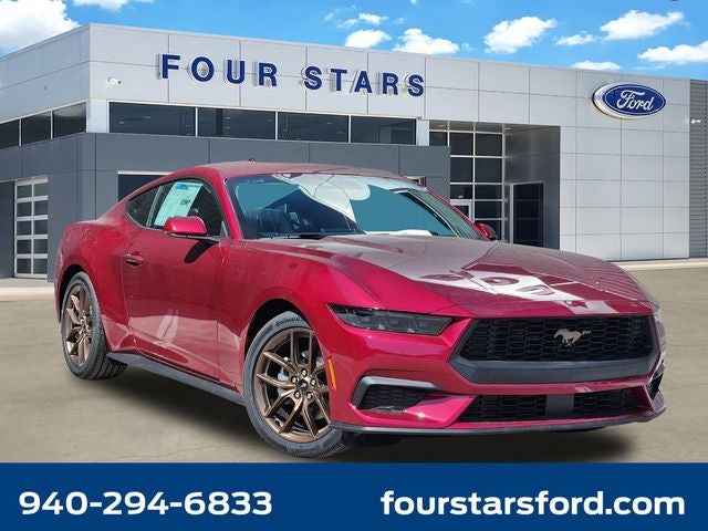 2026 Ford Mustang EcoBoost in Magenta — front three-quarter view
