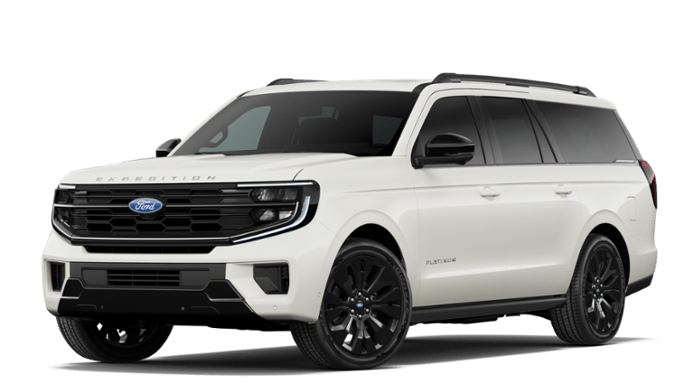 2027 Ford Expedition Max Platinum in White — front three-quarter view