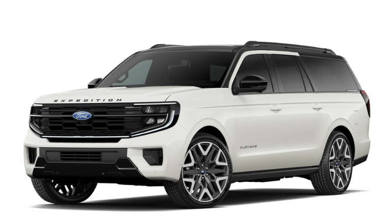 2027 Ford Expedition Max Platinum in White — front three-quarter view