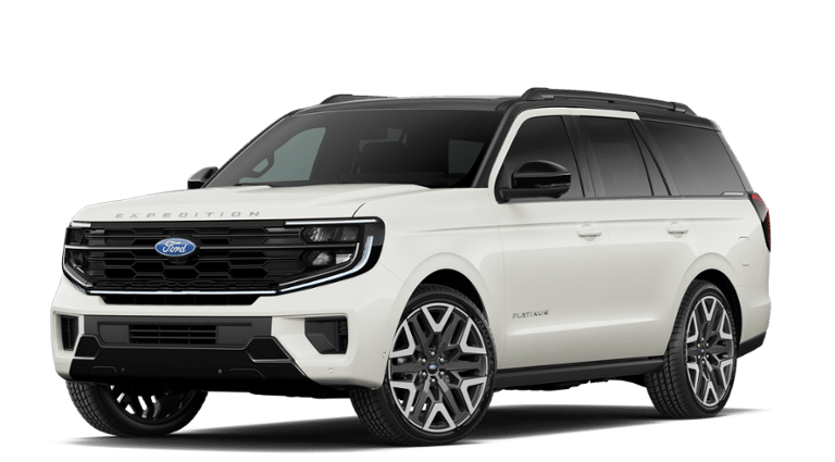 2027 Ford Expedition Platinum in White — front three-quarter view