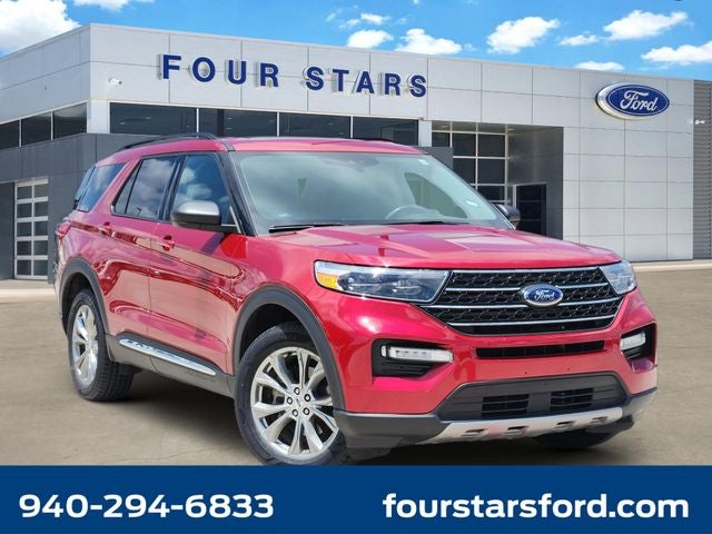 2022 Ford Explorer XLT in Red Metallic — front three-quarter view