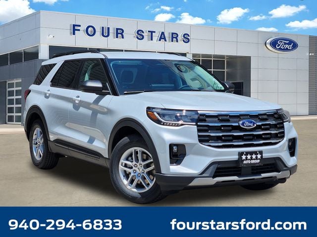 2026 Ford Explorer Active in Space White Metallic — front three-quarter view