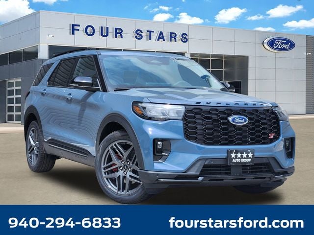 2026 Ford Explorer ST in Vapor Blue Metallic — front three-quarter view