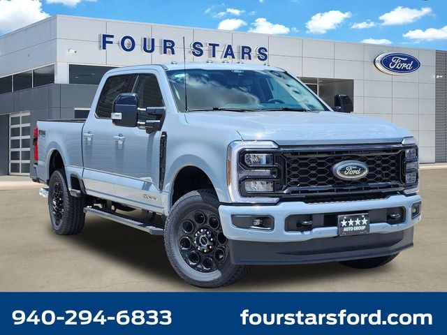 2026 Ford F-250SD Lariat in Glacier Gray Metallic Tri-Coat — front three-quarter view