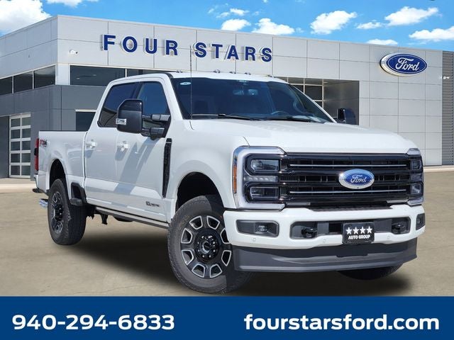 2026 Ford F-250SD Platinum in Star White Metallic Tri-Coat — front three-quarter view