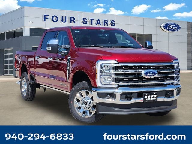 2026 Ford F-250SD King Ranch in Ruby Red Metallic Tinted Clearcoat — front three-quarter view