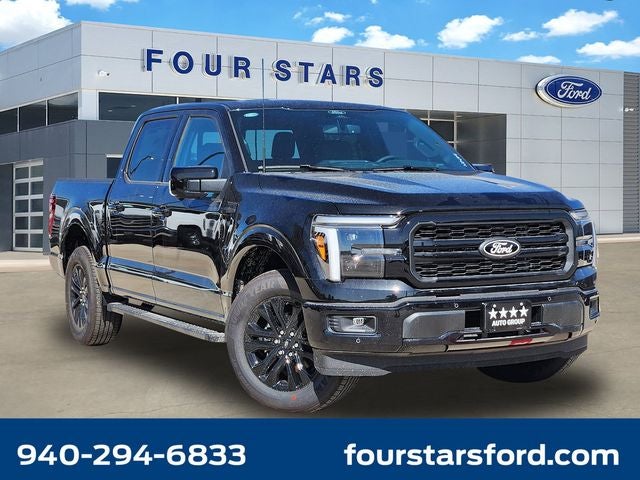 2026 Ford F-150 Lariat in Agate Black Metallic — front three-quarter view