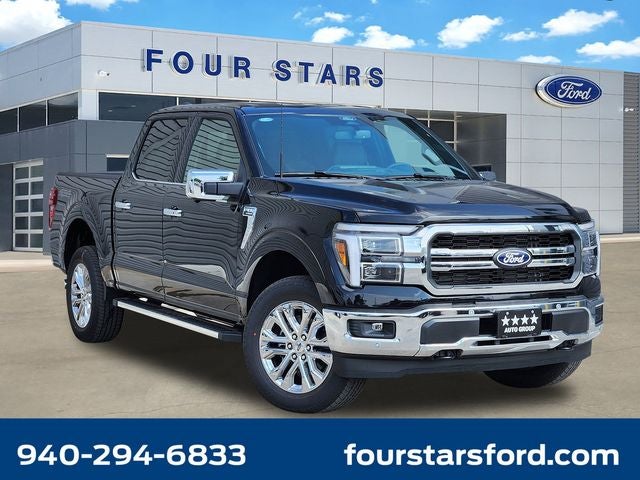 2026 Ford F-150 Lariat in Agate Black Metallic — front three-quarter view