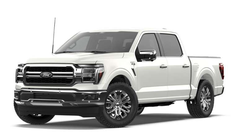 2026 Ford F-150 Lariat in White Metallic — front three-quarter view