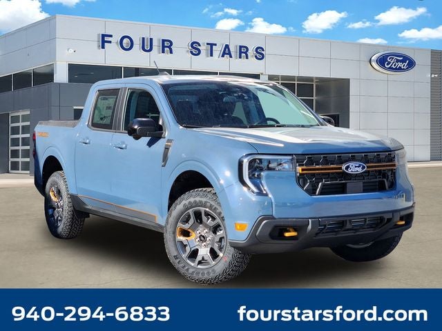 2026 Ford Maverick Tremor in Azure Gray Metallic Tri-Coat — front three-quarter view