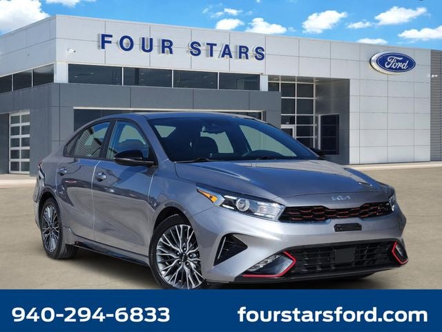 2023 Kia Forte GT-Line in Steel Gray — front three-quarter view